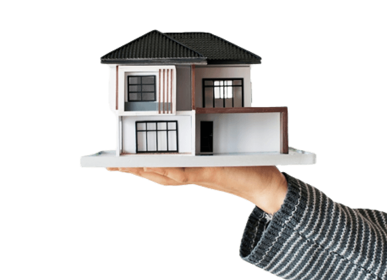 Model house held in hand